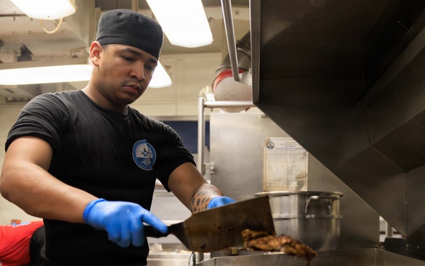 USS George H.W. Bush Sailors Conduct Food Preparation