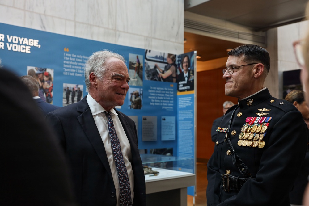 Brig. Gen. Shannon M. Brown hosts the Honorable Tim Kaine at Marine Barracks Washington's Sunset Parade