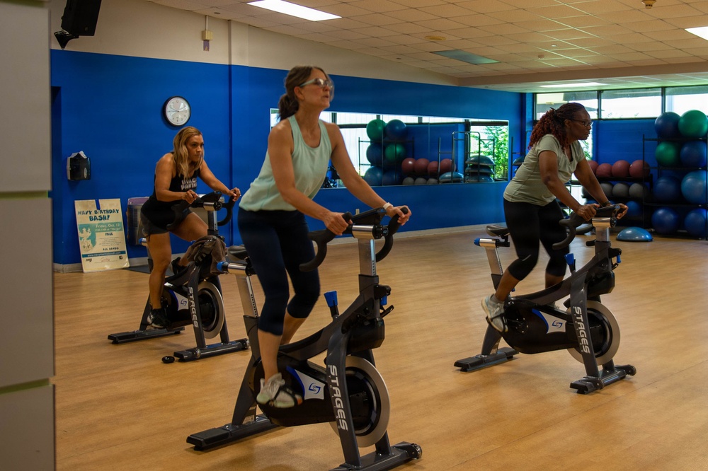 Spinning class at the Joe Dugger Fitness Center