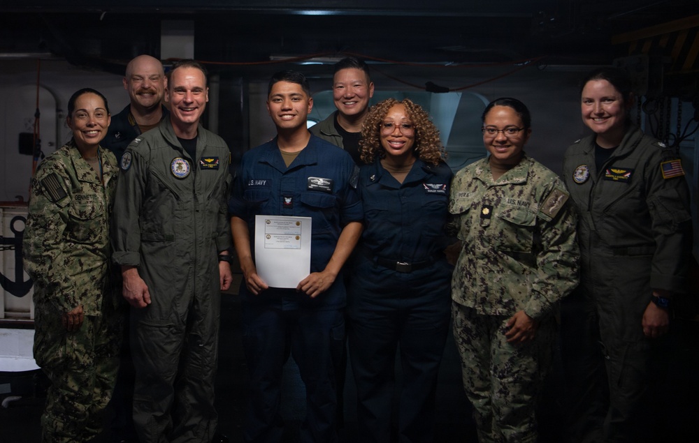 USS John C. Stennis (CVN 74) recognizes HM3 Habaradas