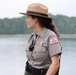 U.S. Army Corps of Engineers ranger stands watch near waterway