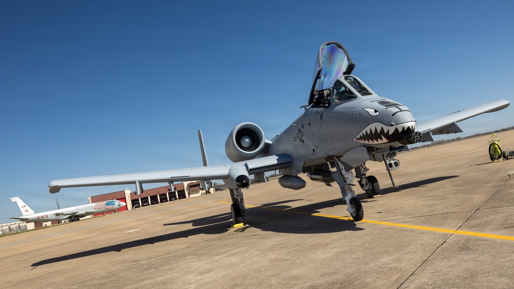 U.S. Air Force A-10C Thunderbolt II receives fuel at Tinker Air Force Base