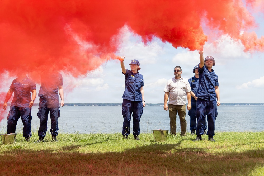 USCG Gunner's Mates train with signaling pyrotechnics