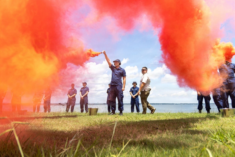 USCG Gunner's Mates train with signaling pyrotechnics