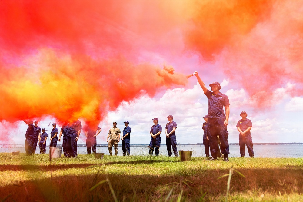USCG Gunner's Mates train with signaling pyrotechnics