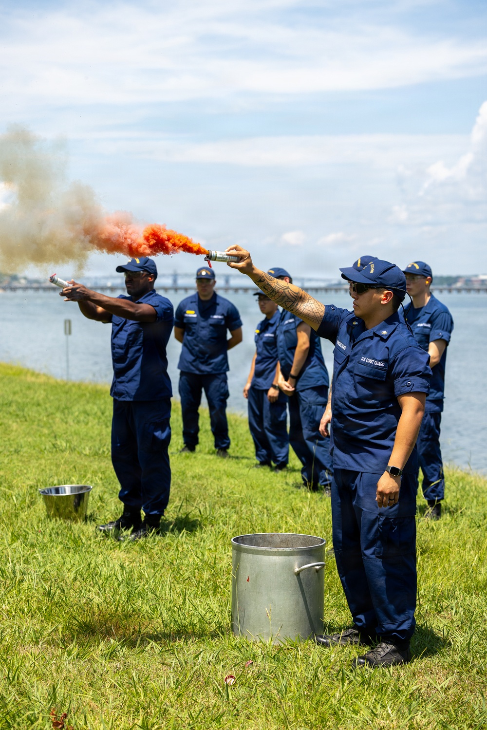 USCG Gunner's Mates train with signaling pyrotechnics