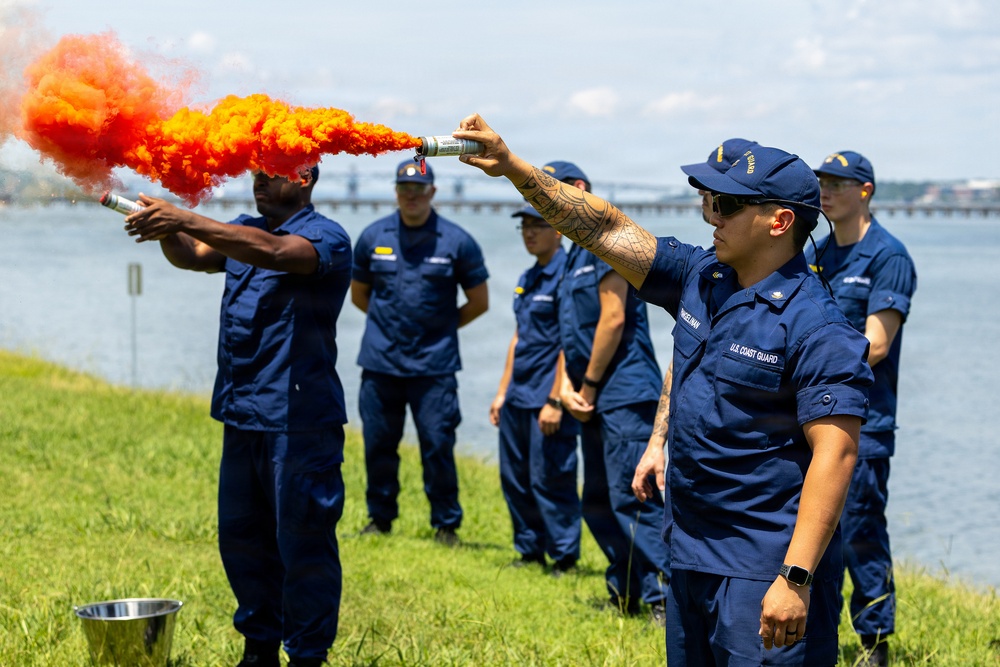 USCG Gunner's Mates train with signaling pyrotechnics