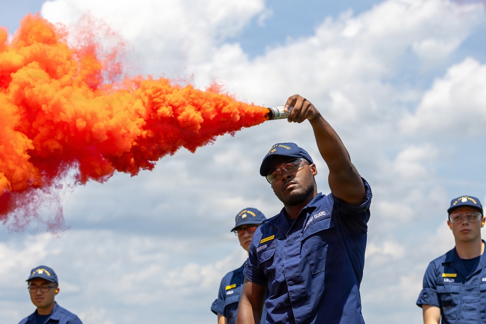 USCG Gunner's Mates train with signaling pyrotechnics