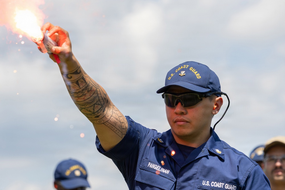 USCG Gunner's Mates train with signaling pyrotechnics