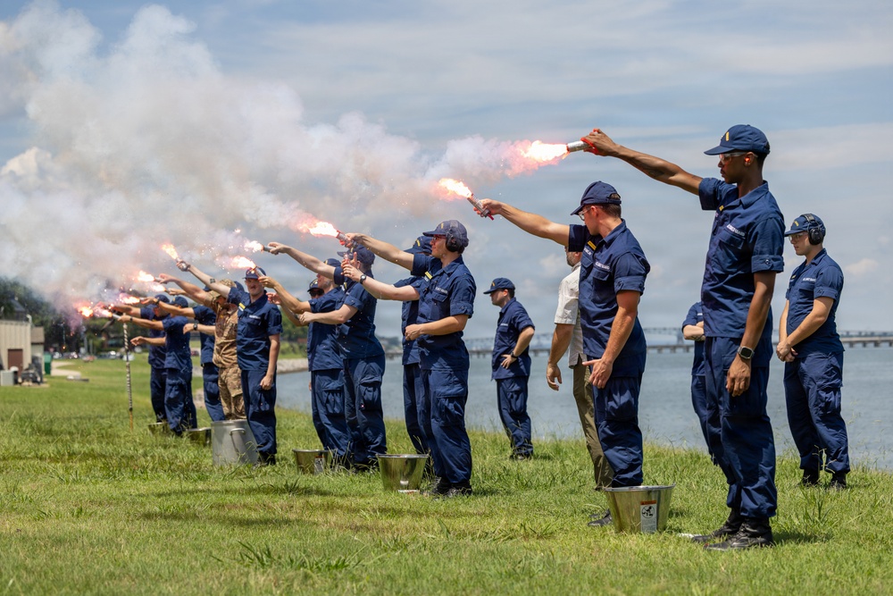 USCG Gunner's Mates train with signaling pyrotechnics