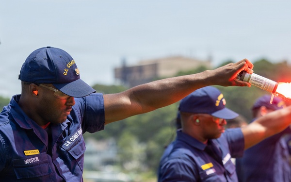 USCG Gunner's Mates train with signaling pyrotechnics