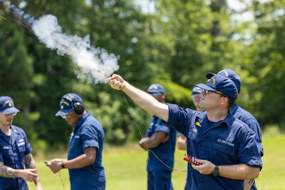 USCG Gunner's Mates train with signaling pyrotechnics