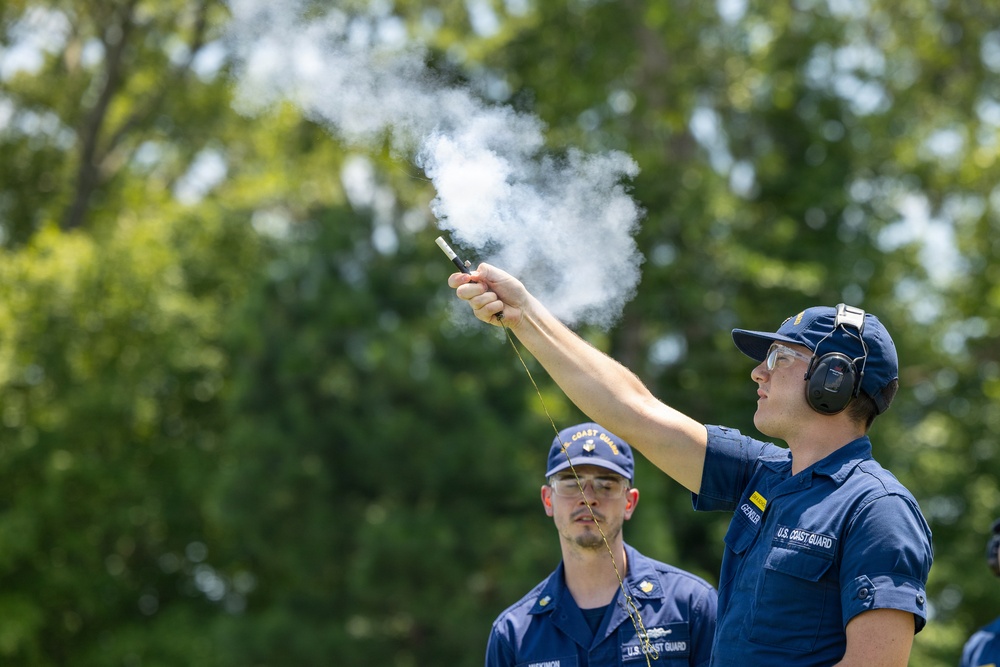 USCG Gunner's Mates train with signaling pyrotechnics