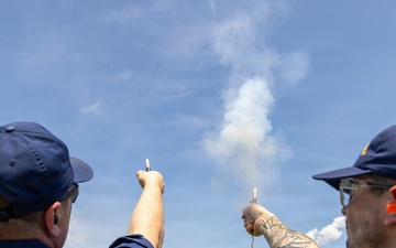 USCG Gunner's Mates train with signaling pyrotechnics