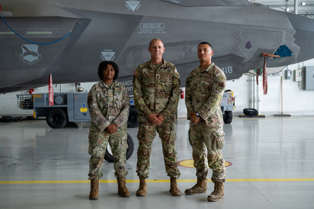 NGB Senior Enlisted Advisor Visits Tyndall, Engages with 1st Air Force and F-35 Airmen