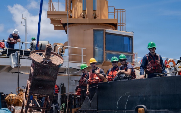 Partner nations participate in a buoy restoration project during RIMPAC 26