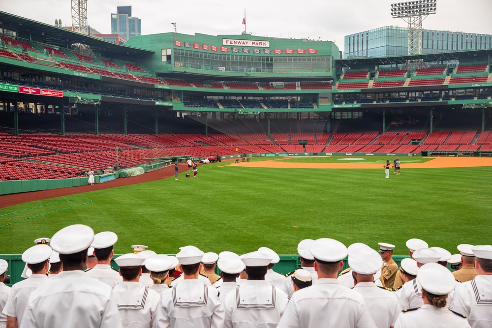 USS Arlington (LPD 24) Sailors promote at Fenway Park