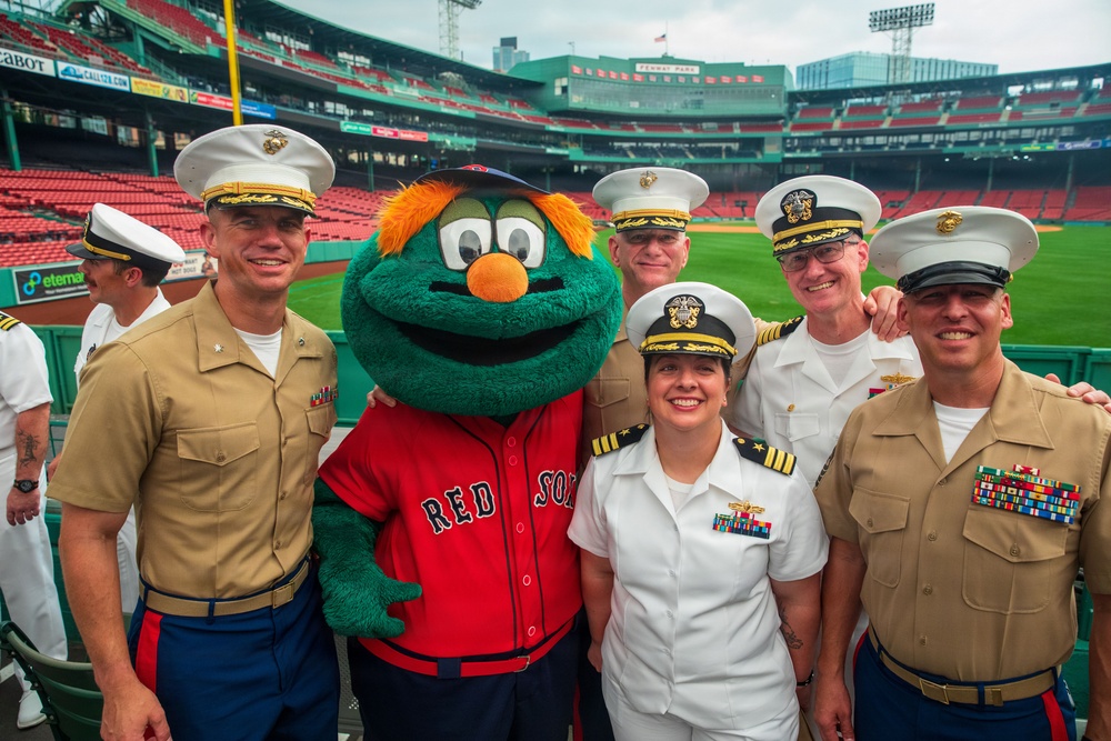 USS Arlington (LPD 24) Sailors promote at Fenway Park