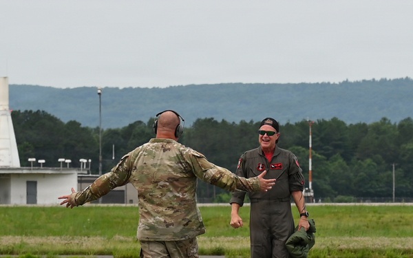 104th Fighter Wing Celebrates Flight Surgeon's Fifteen Years of Service with Fini Flight