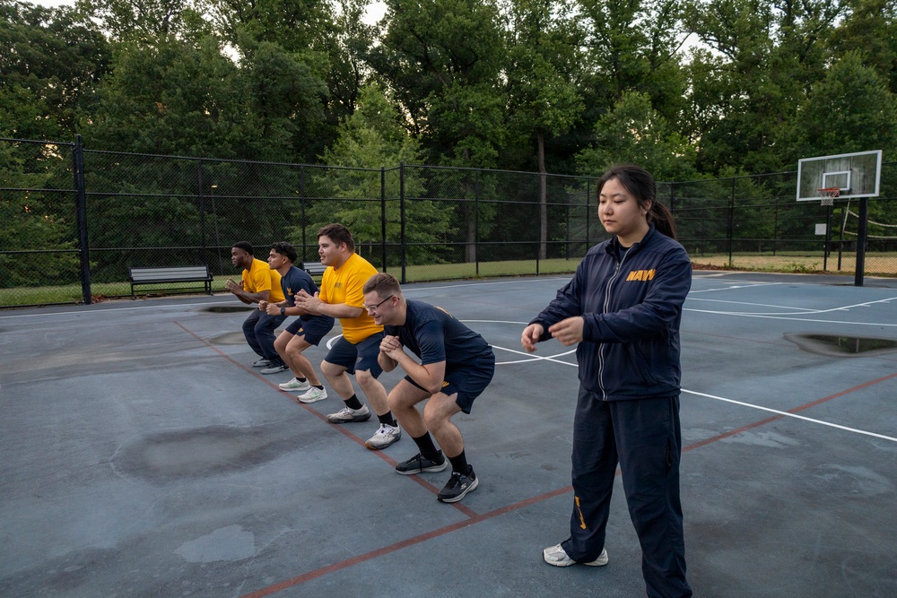 Sailors from Walter Reed Dermatology Department participate in group exercise