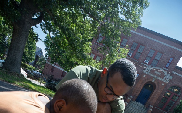U.S. Sailors, Marines Conduct Community Outreach YMCA During Sail250 Boston