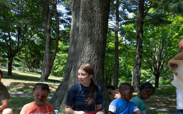 U.S. Sailors, Marines Conduct Community Outreach YMCA During Sail250 Boston