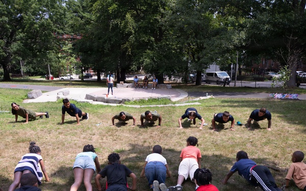 U.S. Sailors, Marines Conduct Community Outreach YMCA During Sail250 Boston