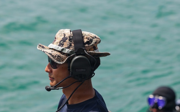 Japanese Maritime Self Defense Force mine countermeasure EOD divers conduct operations during Sea Breeze 26-2
