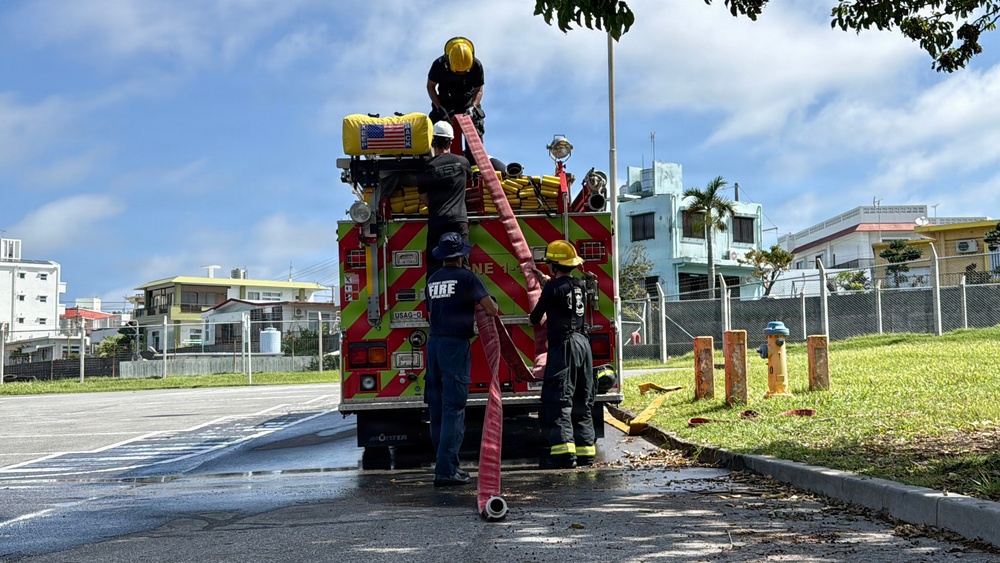 Firefighters conduct rescue training at Torii Station
