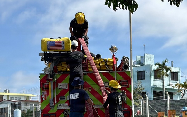 Firefighters conduct rescue training at Torii Station