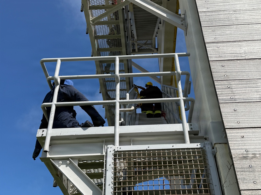 Firefighters conduct rescue training at Torii Station