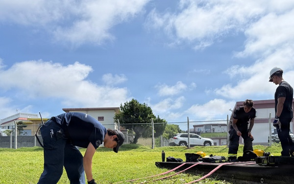 Firefighters conduct rescue training at Torii Station