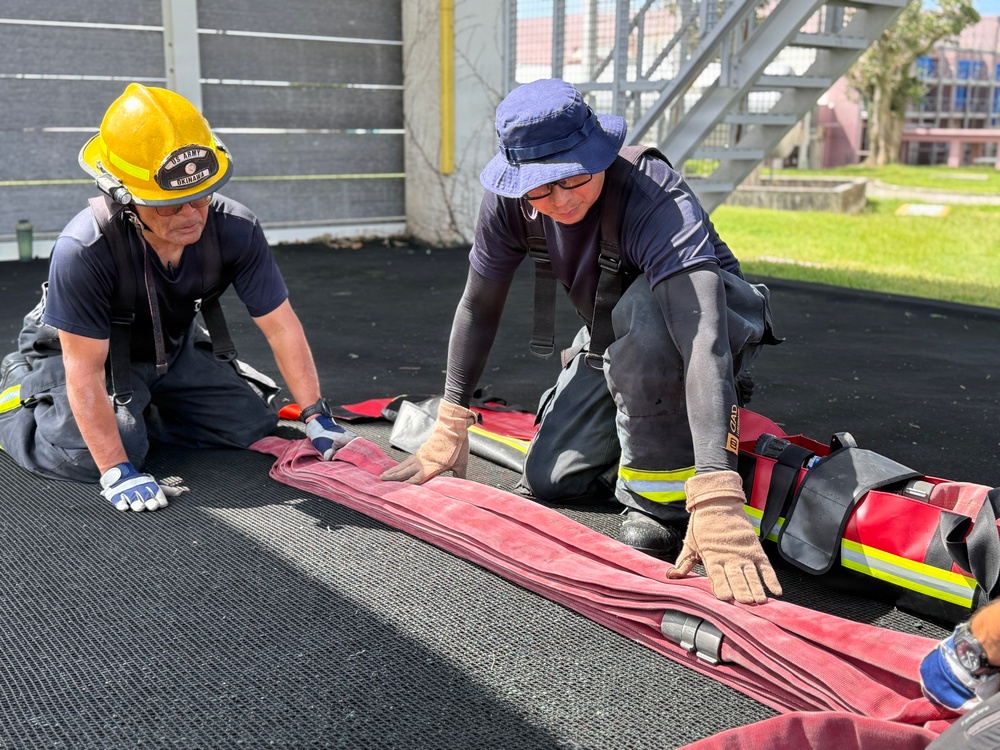 Firefighters conduct rescue training at Torii Station