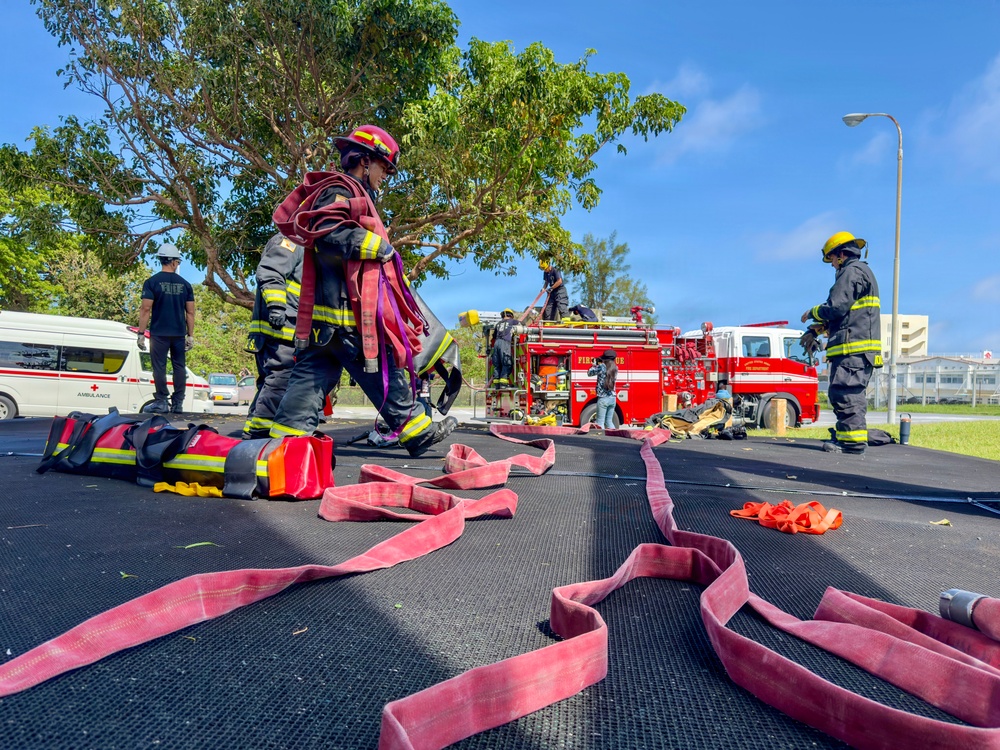 Firefighters conduct rescue training at Torii Station