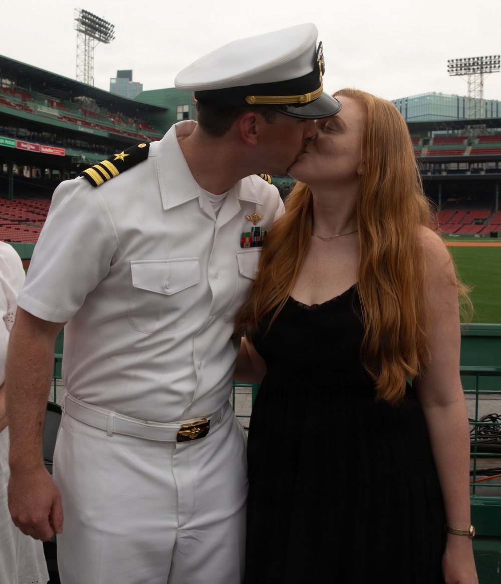 Lt. Cmdr. Evan Sternstien Celebrates Promotion at Fenway Park During Sail250 Boston