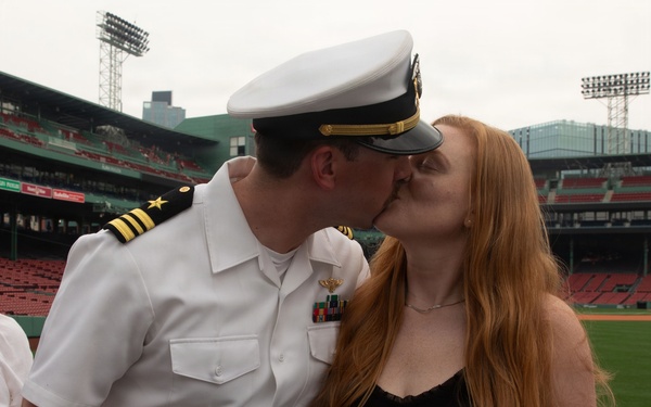 Lt. Cmdr. Evan Sternstien Celebrates Promotion at Fenway Park During Sail250 Boston
