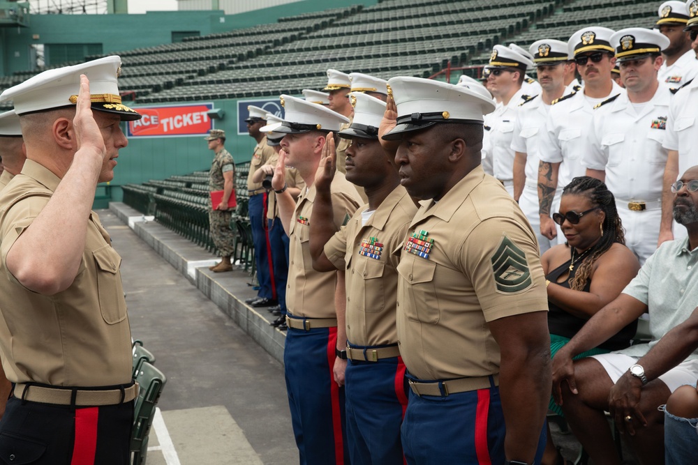 Maj. Gen. Adams Reenlists Three Marines During Sail250 Boston