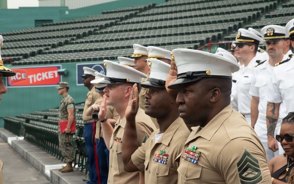 Maj. Gen. Adams Reenlists Three Marines During Sail250 Boston