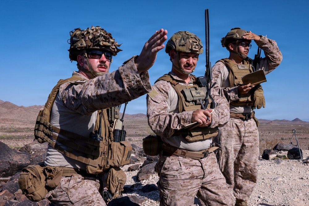 5th  Air Naval Gunfire Liaison Company Marines and 7th Parachute Regiment Royal Horse Artillery soldiers conduct live-fire close air support