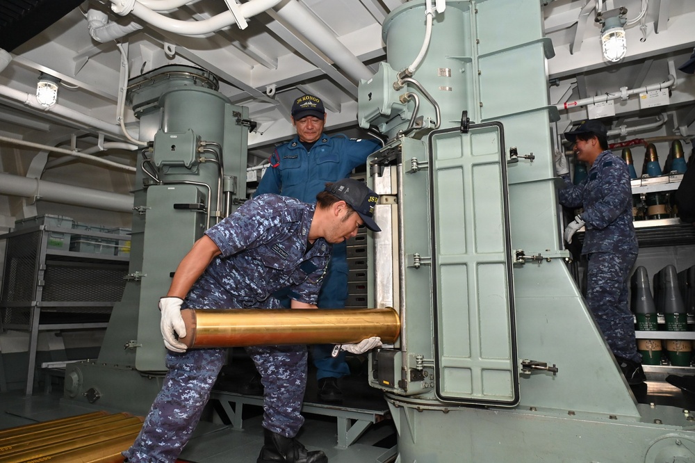 Japan Maritime Self-Defense Force conducts a 127 mm main gun live-fire exercise during RIMPAC 26