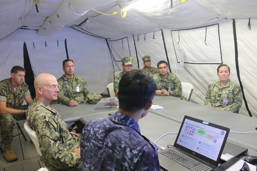 Multinationals participate in humanitarian assistance and disaster relief training during RIMPAC 2026