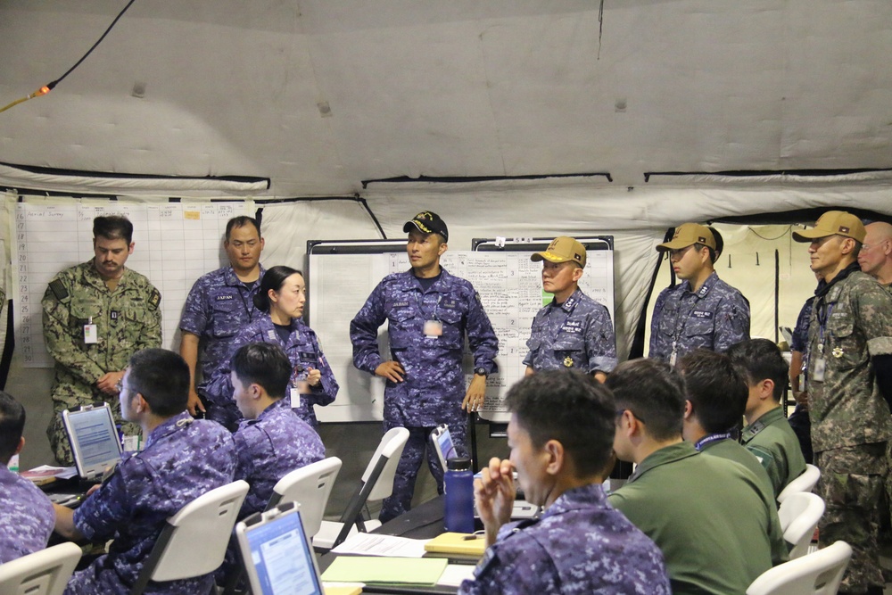 Multinationals participate in humanitarian assistance and disaster relief training during RIMPAC 2026