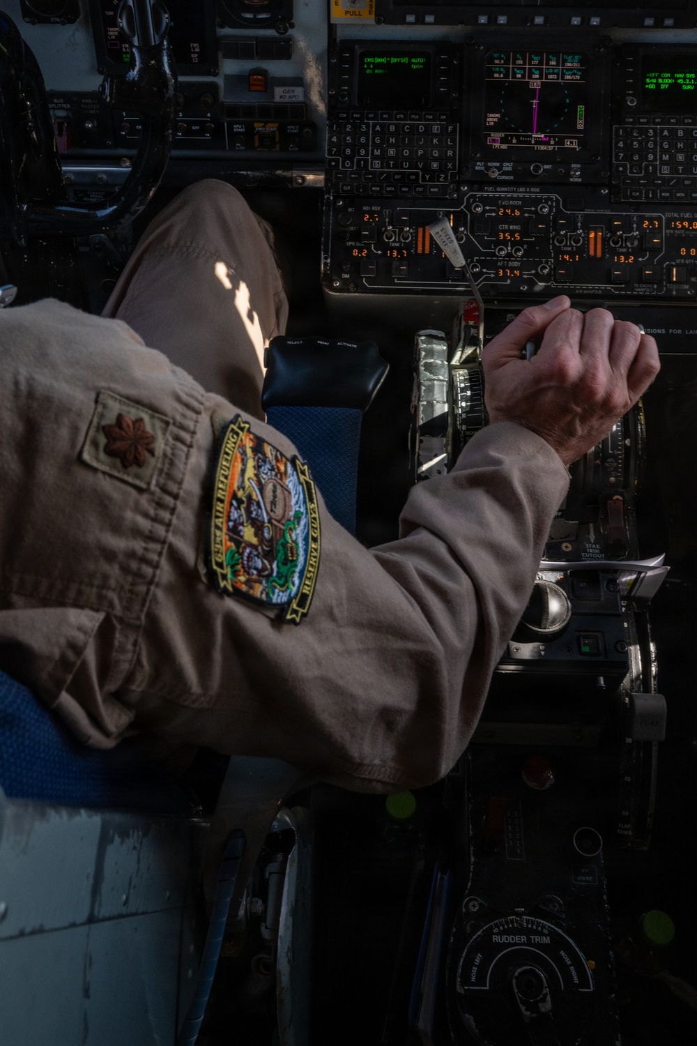 KC-135 refuels F-15s during night operations in CENTCOM AOR