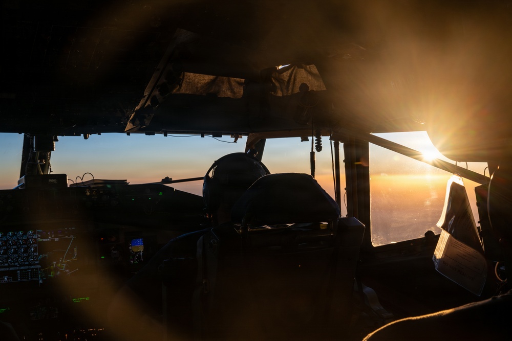 KC-135 refuels F-15s during night operations in CENTCOM AOR