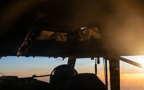 KC-135 refuels F-15s during night operations in CENTCOM AOR
