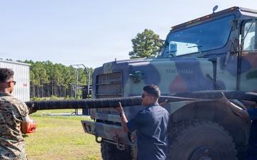 U.S. Marines with 2nd MAW participate in a Semitrailer Refueler Operator Course