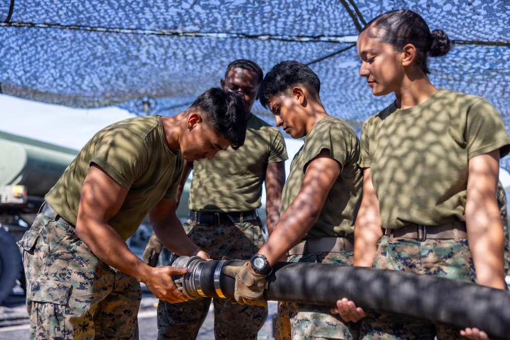 U.S. Marines with 2nd MAW participate in a Semitrailer Refueler Operator Course