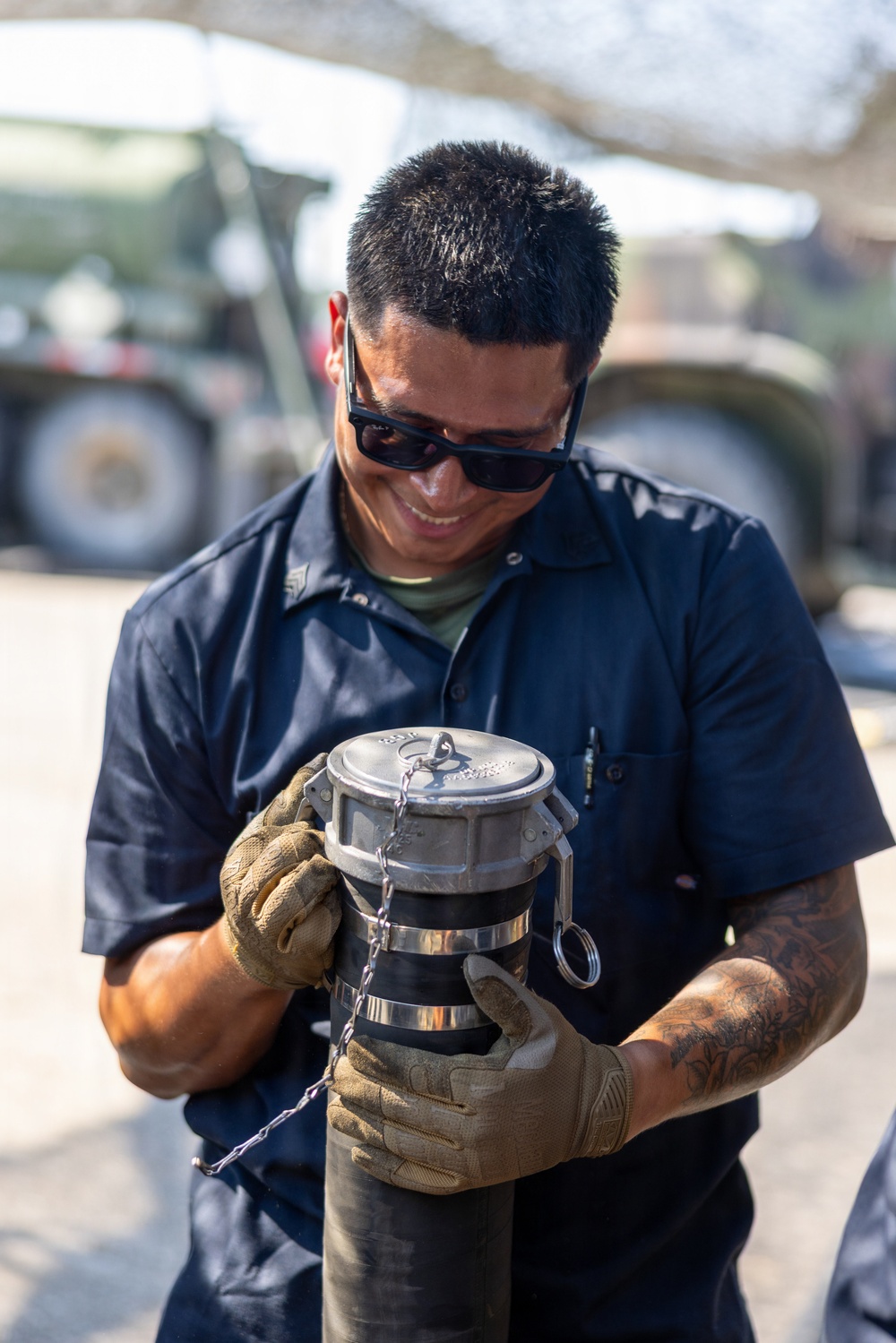 U.S. Marines with 2nd MAW participate in a Semitrailer Refueler Operator Course