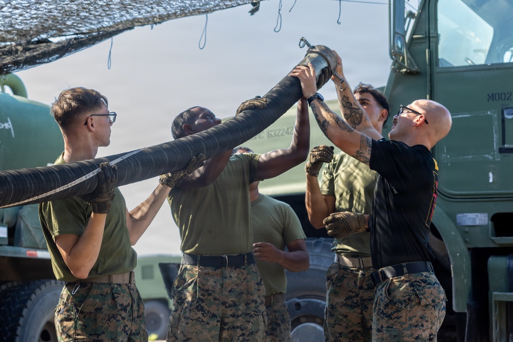 U.S. Marines with 2nd MAW participate in a Semitrailer Refueler Operator Course