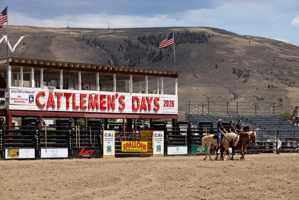 The Marine Corps Mounted Color Guard presents the colors during Gunnison Cattlemen’s Days